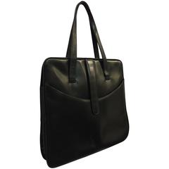 Vintage 1960s I.Magnin Large Black Calf Skin Large Tailored Handbag