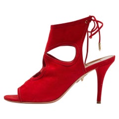 Aquazzura Sandali Sexy Thing Cutout in pelle scamosciata rossa misura 40