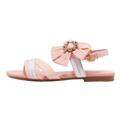 Dolce & Gabbana Pink Fabric Crystal Embellished Flat Sandals Size 35