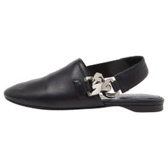 Givenchy Black Leather G-Chain Slingback Flat Mules Size 35