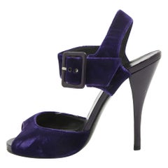 Pierre Hardy - Sandales à lanières à la cheville en velours bleu, taille 38,5