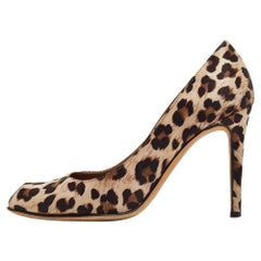 René Caovilla Brown/Beige Satin Crystal Embellished Pumps Size 37