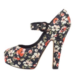 Dolce & Gabbana Mary Jane Pumps aus mehrfarbigem Brokat-Stoff, Größe 37,5