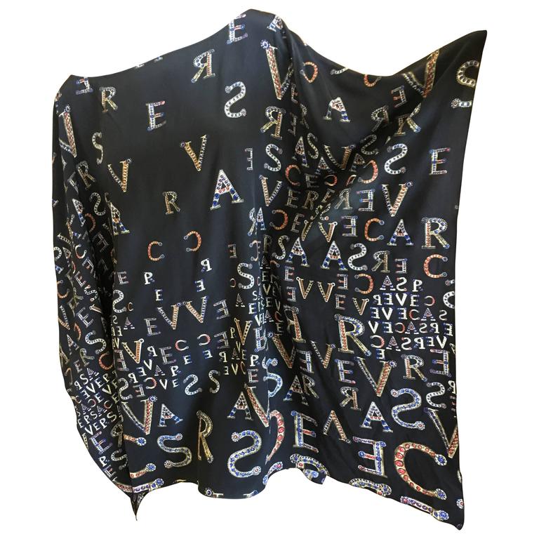 Versace Silk Poncho / Cape With Jewel Print Logo Pattern at 1stDibs | versace  poncho