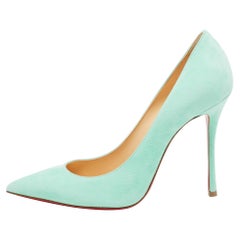 Christian Louboutin Escarpins à bout pointu décolorés en daim bleu, taille 39