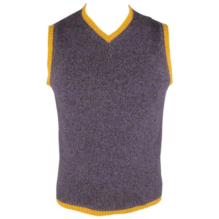Heather Merino Wool V Neck Sweater Vest 