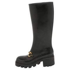 Gucci Black Rubber Horsebit Rain Boots Size 40