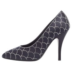 Salvatore Ferragamo Black Satin Crystal Embellished Judy Pumps Size 37