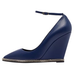 Giuseppe Zanotti, pelle blu con zeppa a catena Yvette, misura 37,5
