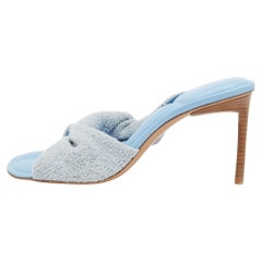 Jacquemus Sandali La Banana in tessuto e pelle blu/grigio taglia 39