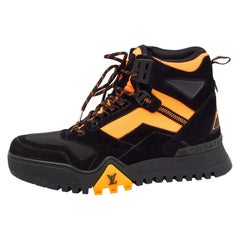 Louis Vuitton Bottes de randonnée LV en daim et toile noir/orange Taille 42