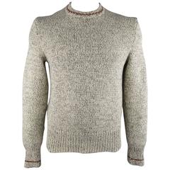 Men's RRL by RALPH LAUREN Size L Cream Knitted Cotton / Wool Sweater