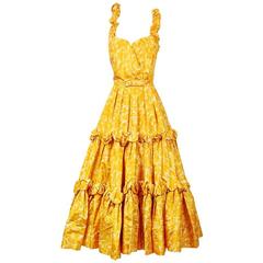 Christian Dior Printemps Été 1958 "New Look" Yellow Floral Dress
