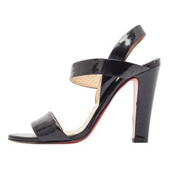Christian Louboutin Sandales Etrier en cuir verni noir Taille 36.5