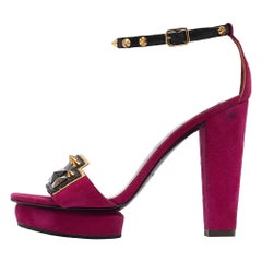 Marc by Marc Jacobs Magenta Suede & Leather Studded Ankle Strap Sandals Size 38