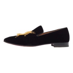 Christian Louboutin Black Velvet Dandybee Smoking Slippers Size 41