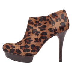 Tory Burch Brown/Beige Calf Hair Booties Size 39