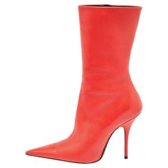 Balenciaga Red Leather Knife Midcalf Boots Size 39