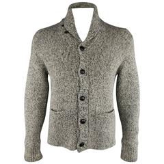 RRL by RALPH LAUREN Size L Grey & Black Heather Wool Shawl Collar Sweater