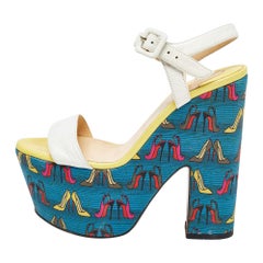 Christian Louboutin Multicolor Leather and Fabric Bella Tige Sandals Size 37.5