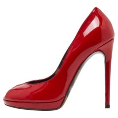 Dolce & Gabbana Red Patent Leather Peep-Toe Platform Pumps Size 37