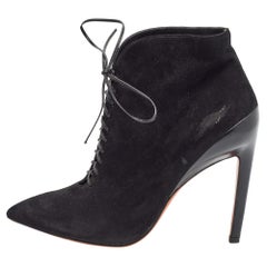 Santoni Schwarz Wildleder Schnürstiefel Größe 39.5