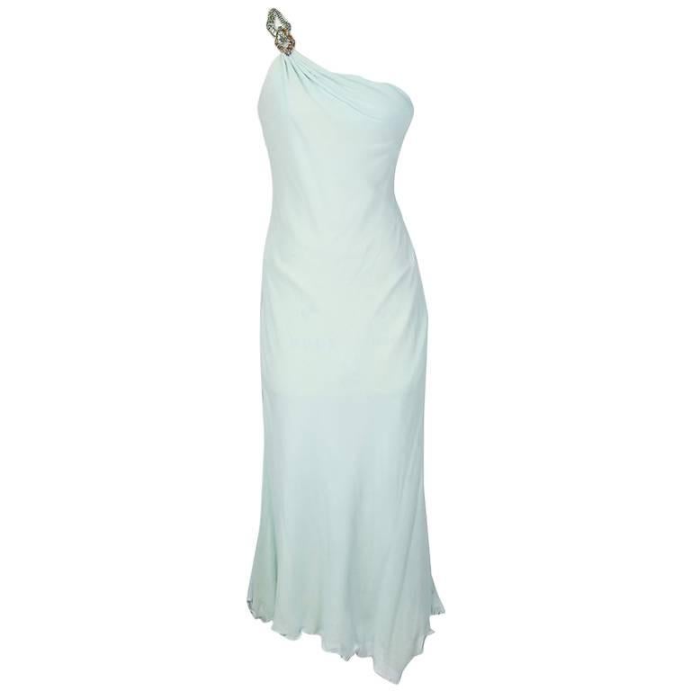 Versace Atelier One Shoulder Silk Dress circa late 1980s. For Sale