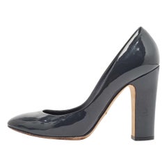 Dolce & Gabbana Dark Grey Patent Leather Round Toe Pumps Size 38.5