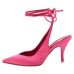 The Attico Pink Satin Venus Ankle Wrap Pumps Size 38