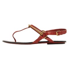 GucciRed Leather Thong Sligback Sandals Size 37.5
