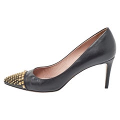 Gucci Black Leather Studded Coline Pumps Size 40.5