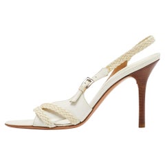 Valentino White Woven Leather Slingback Sandals Size 39.5