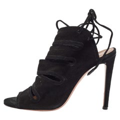 Aquazzura Sandali Sloan in pelle scamosciata nera misura 36