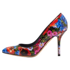 Dolce & Gabbana Multicolor Floral Print Leather Pointed Toe Pumps Size 36.5
