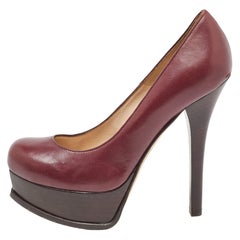 Fendi Burgundy Leather Fendista Pumps Size 37