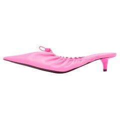 Balenciaga Pink Leather Knife Pointed Toe Mules Size 38