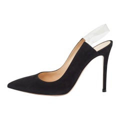 Gianvito Rossi Black Suede and PVC Slingback Pumps Size 39