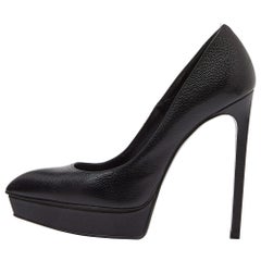 Saint Laurent Black Leather Anja Pumps Size 37.5