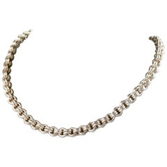 Sterling Silver Double Rolo Chain Necklace with Toggle Clasp