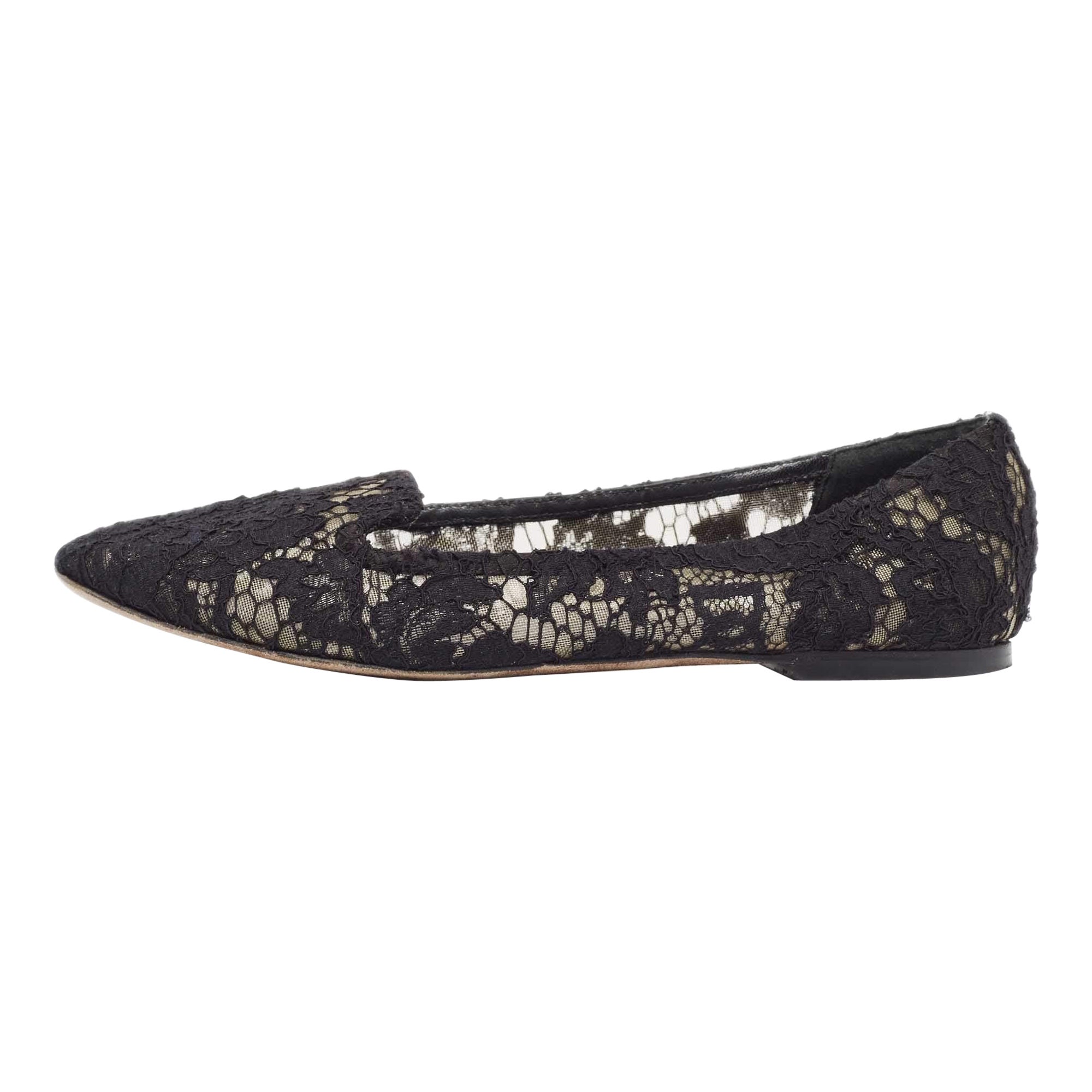 Dolce & Gabbana Pantofole da fumo in pizzo nero taglia 38