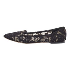 Dolce & Gabbana Black Lace Smoking Slippers Size 38