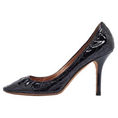 Dior Black Cannage Patent Leather Round Toe Pumps Size 39