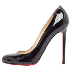 Christian Louboutin - Escarpins simples en cuir verni noir, taille 37.5