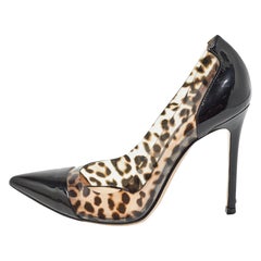 Gianvito Rossi PlexiPumps en cuir verni et PVC noir/brun Taille 38.5