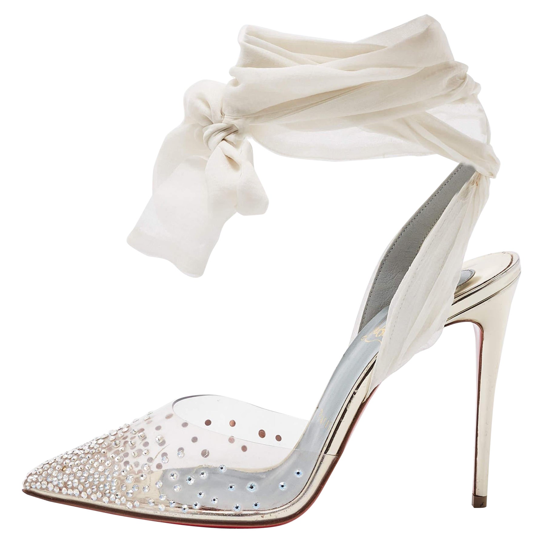 Christian Louboutin Pumps alla caviglia in PVC trasparente Spikaqueen misura 37,5