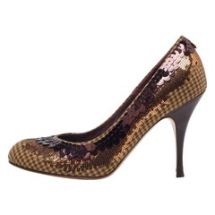 Escarpins à bouts ronds en paillettes et sequins Etro Brown Taille 40