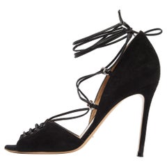 Gianvito Rossi Sandales en daim noir à nouer à la cheville Taille 40