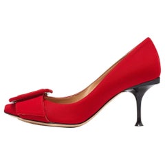 Escarpins Sergio Rossi à boucle en satin rouge, taille 35,5