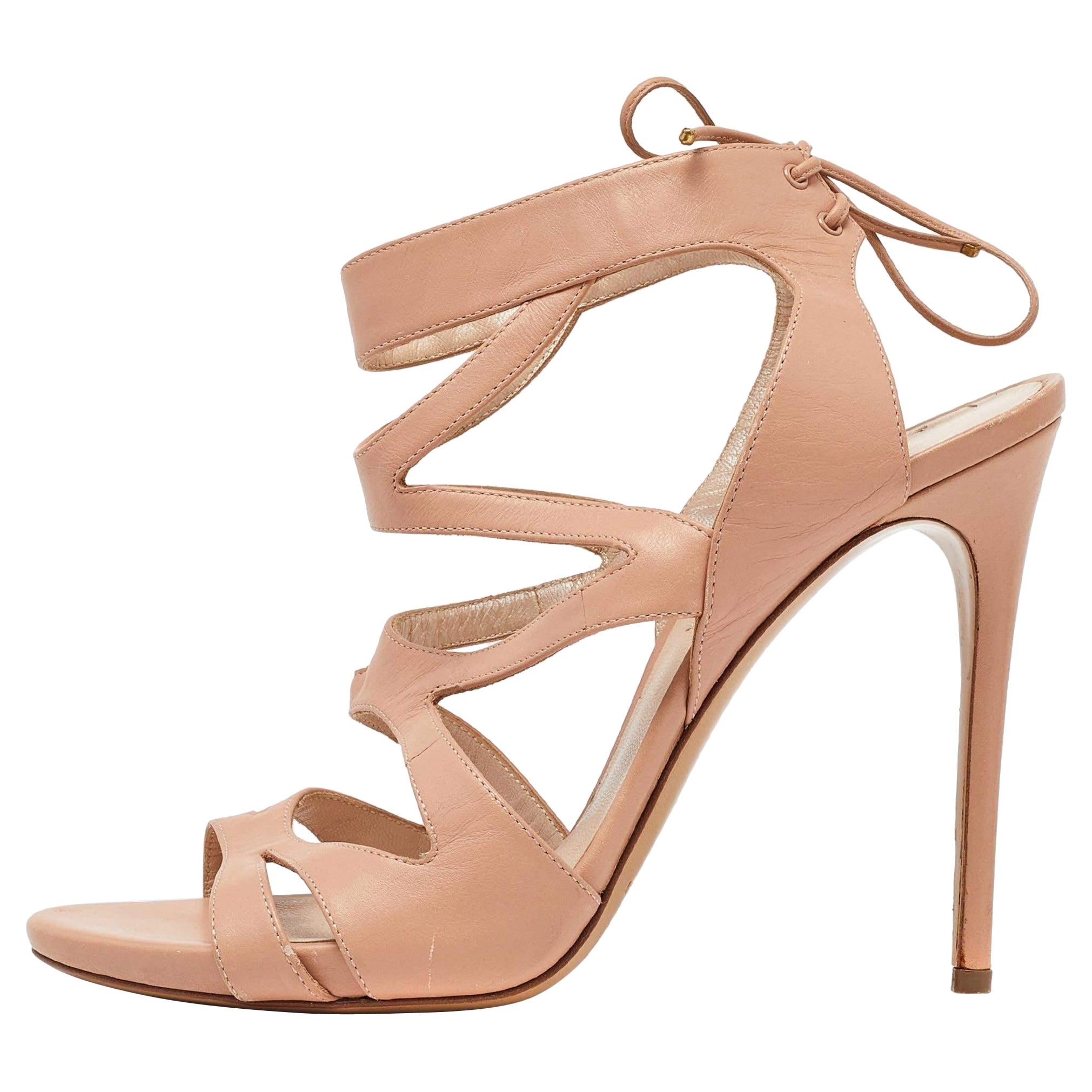 Casadei - Sandales à lanières à bout ouvert en cuir beige, taille 40