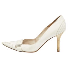 Dior White Leather Pointed Toe Pumps Size 38.5